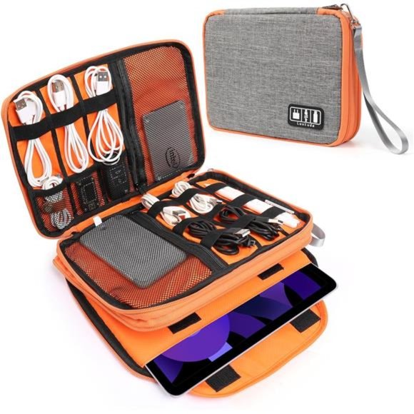 Large Electronics Organizer, 11" Travel Cord Organizer, Cable Organizer Bag - Picture 1 of 6